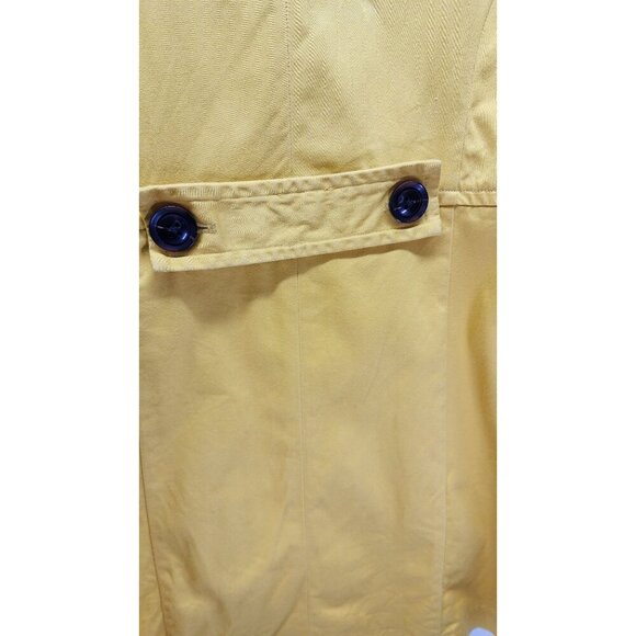 Yellow Double-Breasted Womens Trench Coat With Black Buttons & Pockets - Picture 8 of 16